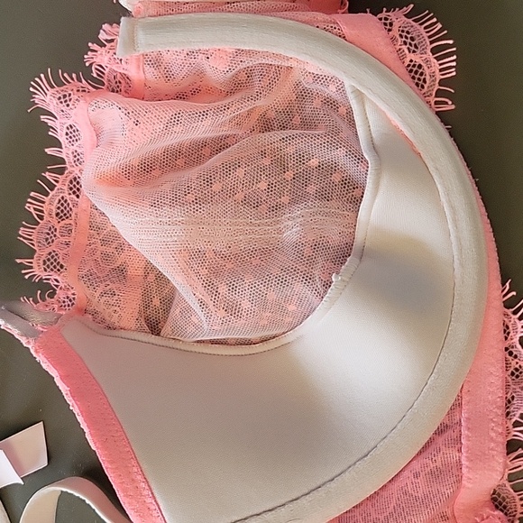 NEW Victorias Secret Dream Angels Unlined Push Up Bra Coral Pink Lace Dainty 36D - Picture 6 of 13
